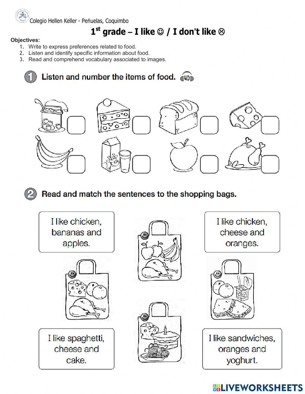 FOOD- I like - I don't like