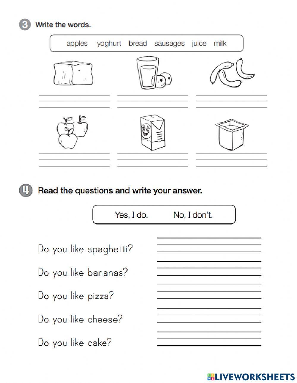 FOOD- I like - I don't like