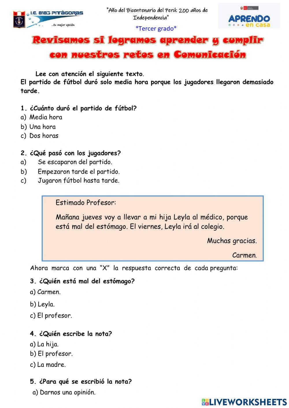 Revisamos si logramos aprender y cumplir con nuestros retos en comunicación.
