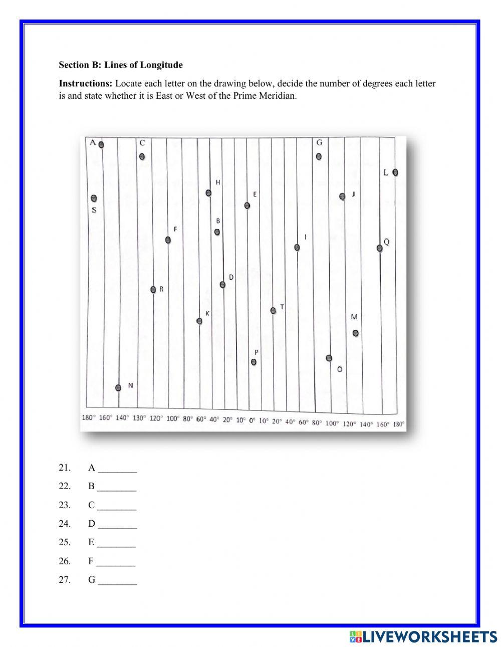 Lines of Latitude, Longitude & Grids
