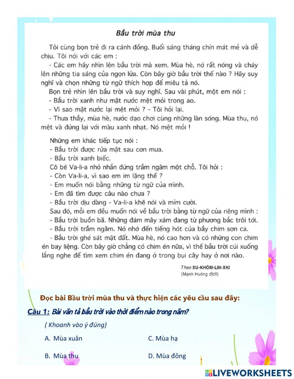 Bầu trời mùa thu