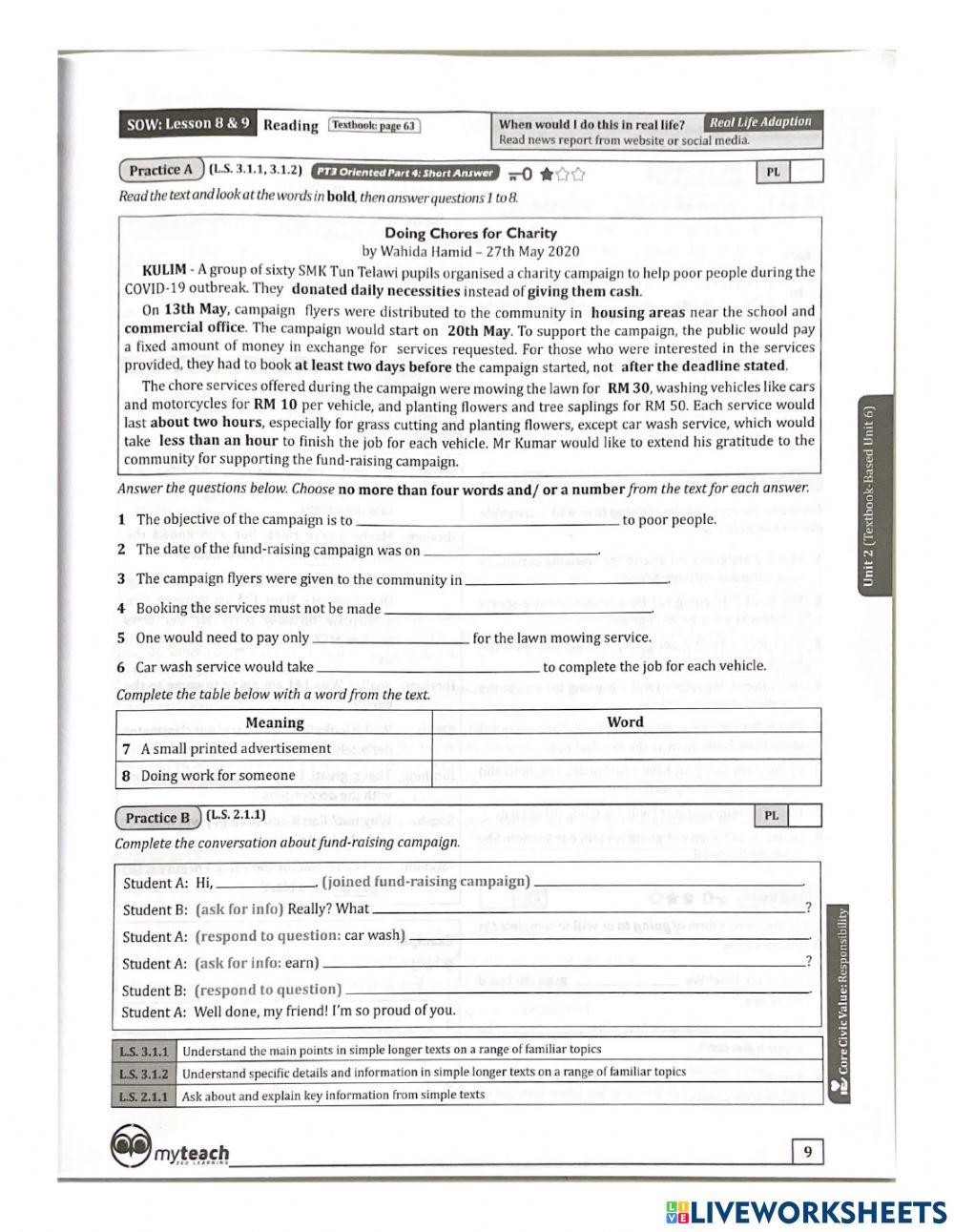 Form 2 unit 2 tb reading 3476823 aimiliana live