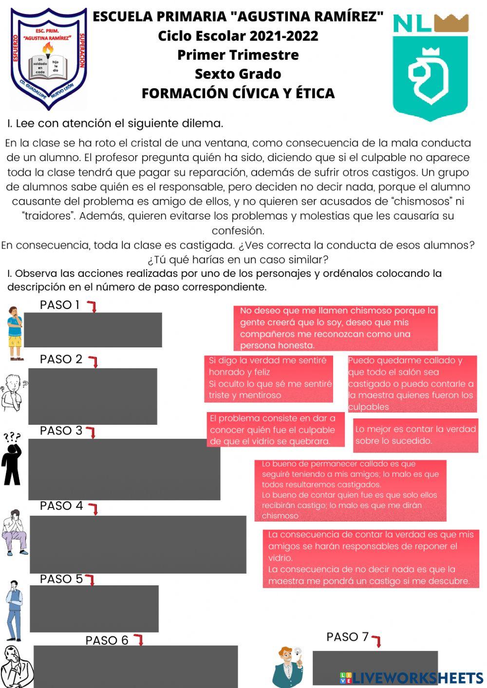 Evaluación Formación Cívica 1 trimestre