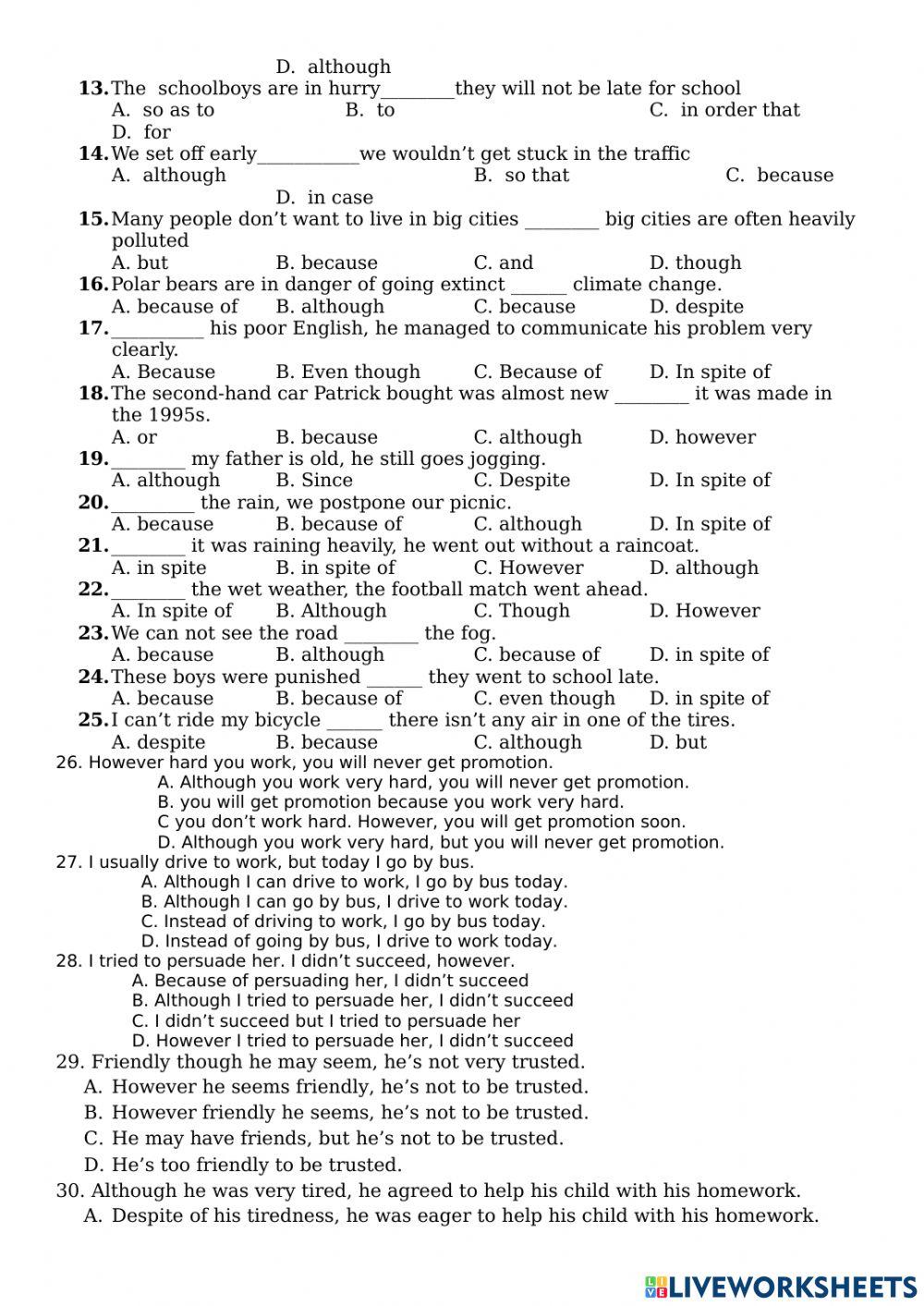 Các loại mệnh đề