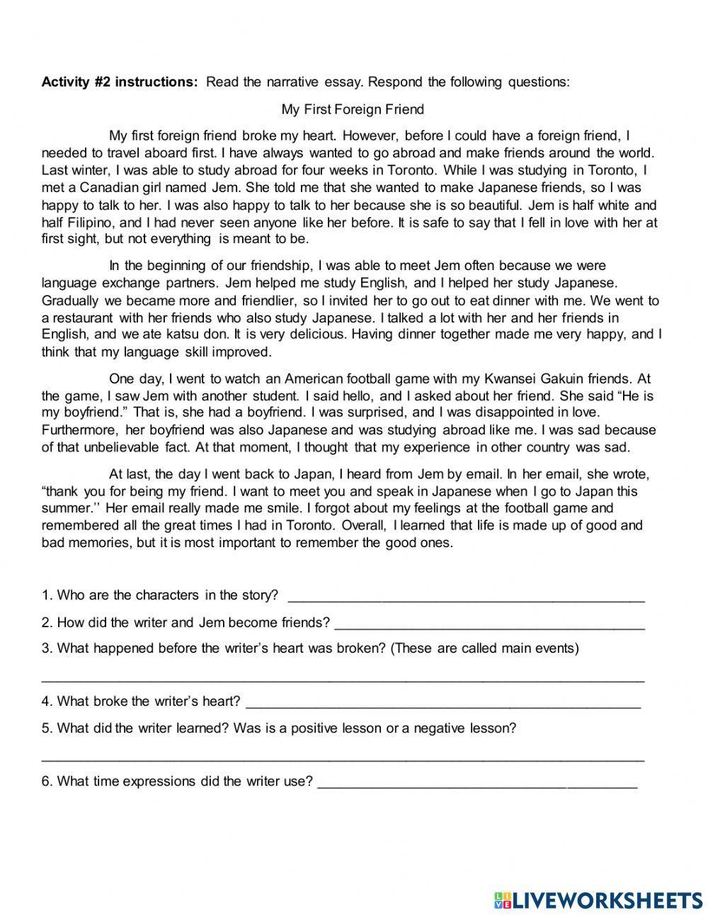 Writing Skill Unit 3 Writing a narrative essay