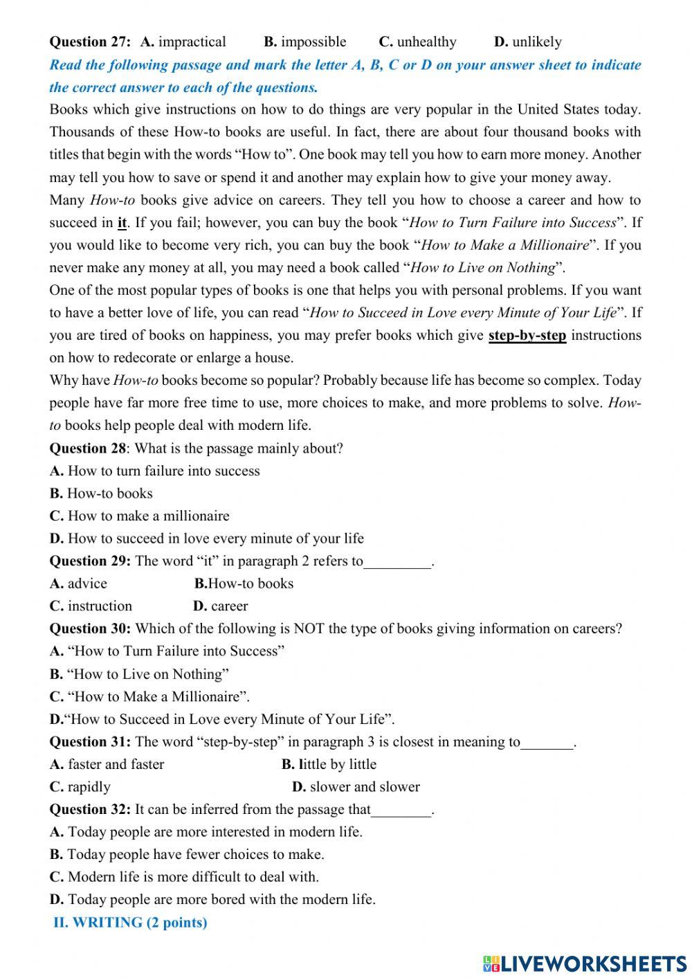 Mid-term 5- Grade 9 (chưa có đáp án)