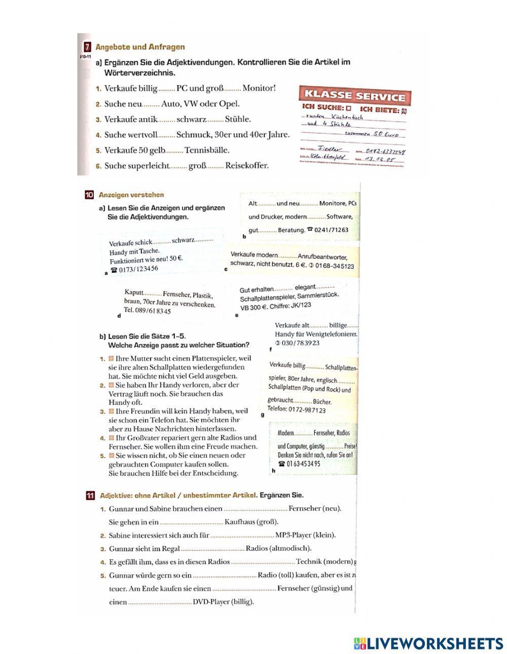 Adjektivendung ohne Artikel