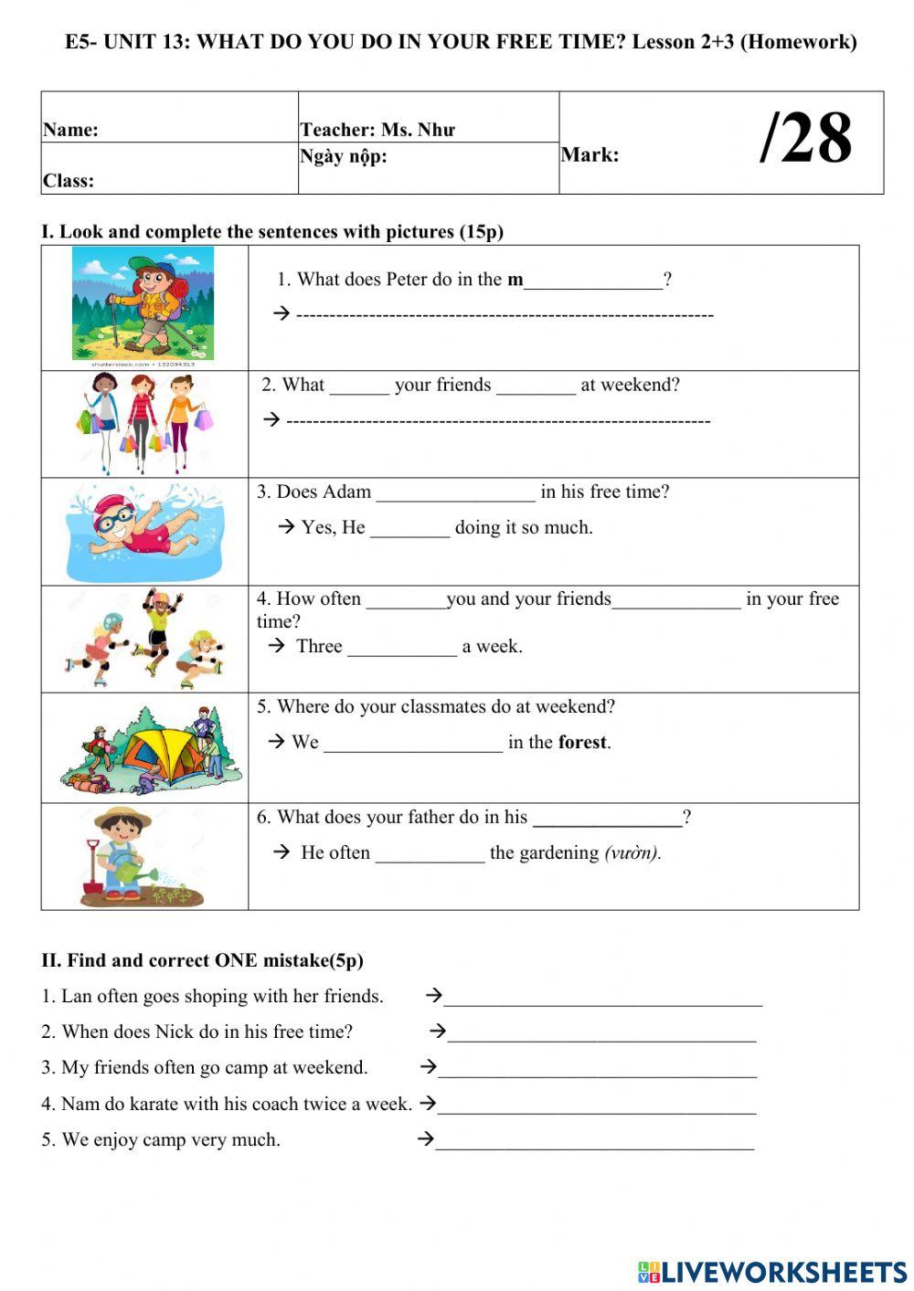 E5- unit 13 lesson 2+3