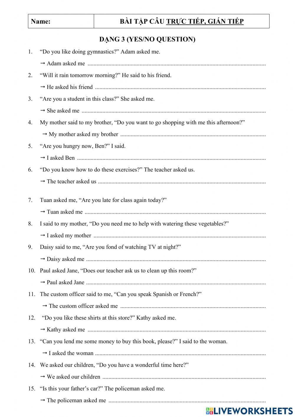 Reported speech-yes-no