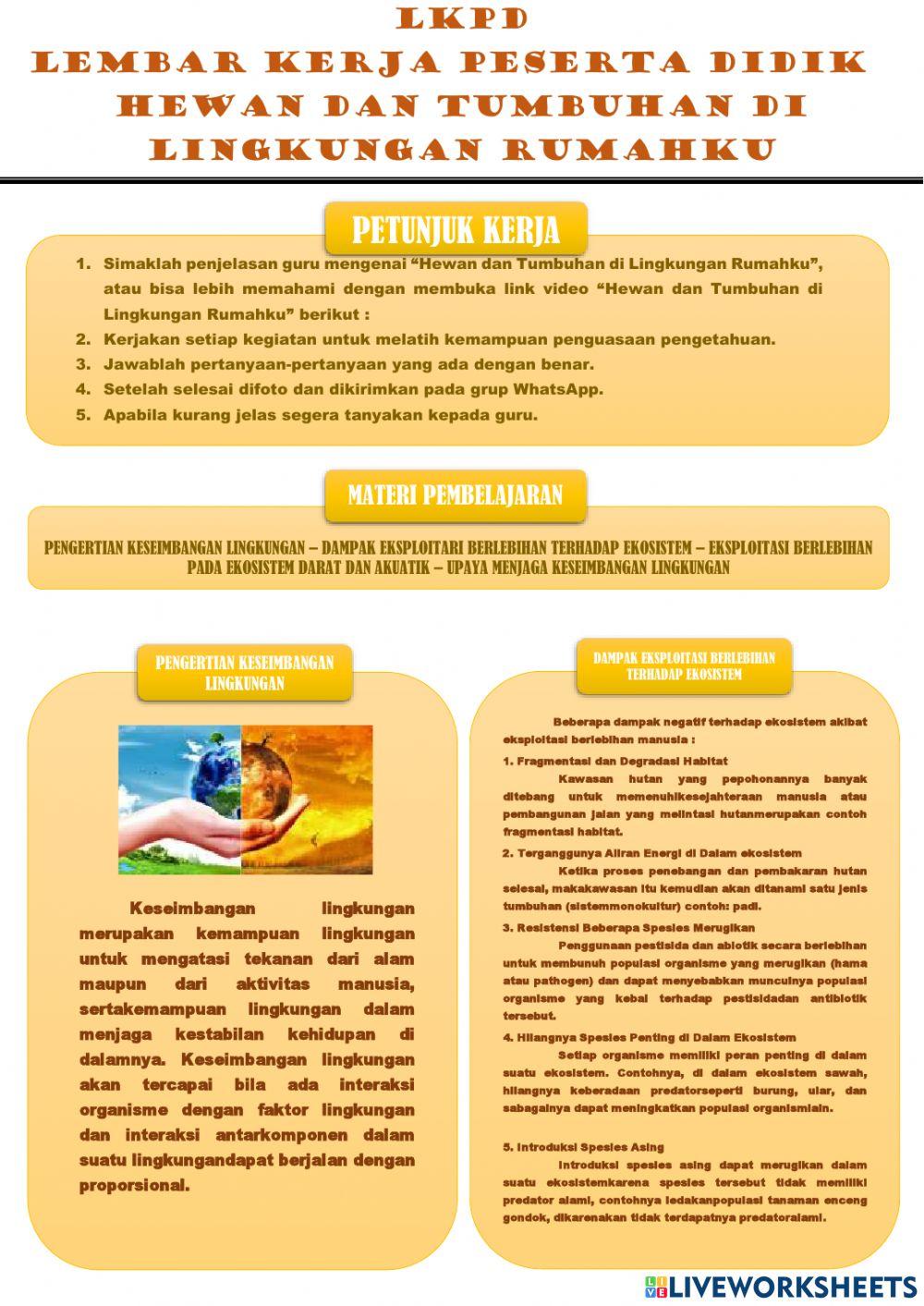 HEWAN Dan tumbuhan di lingkungan rumahku