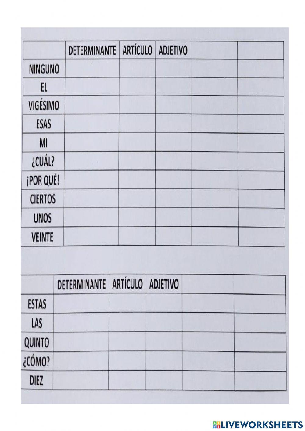 Tipos de determinantes