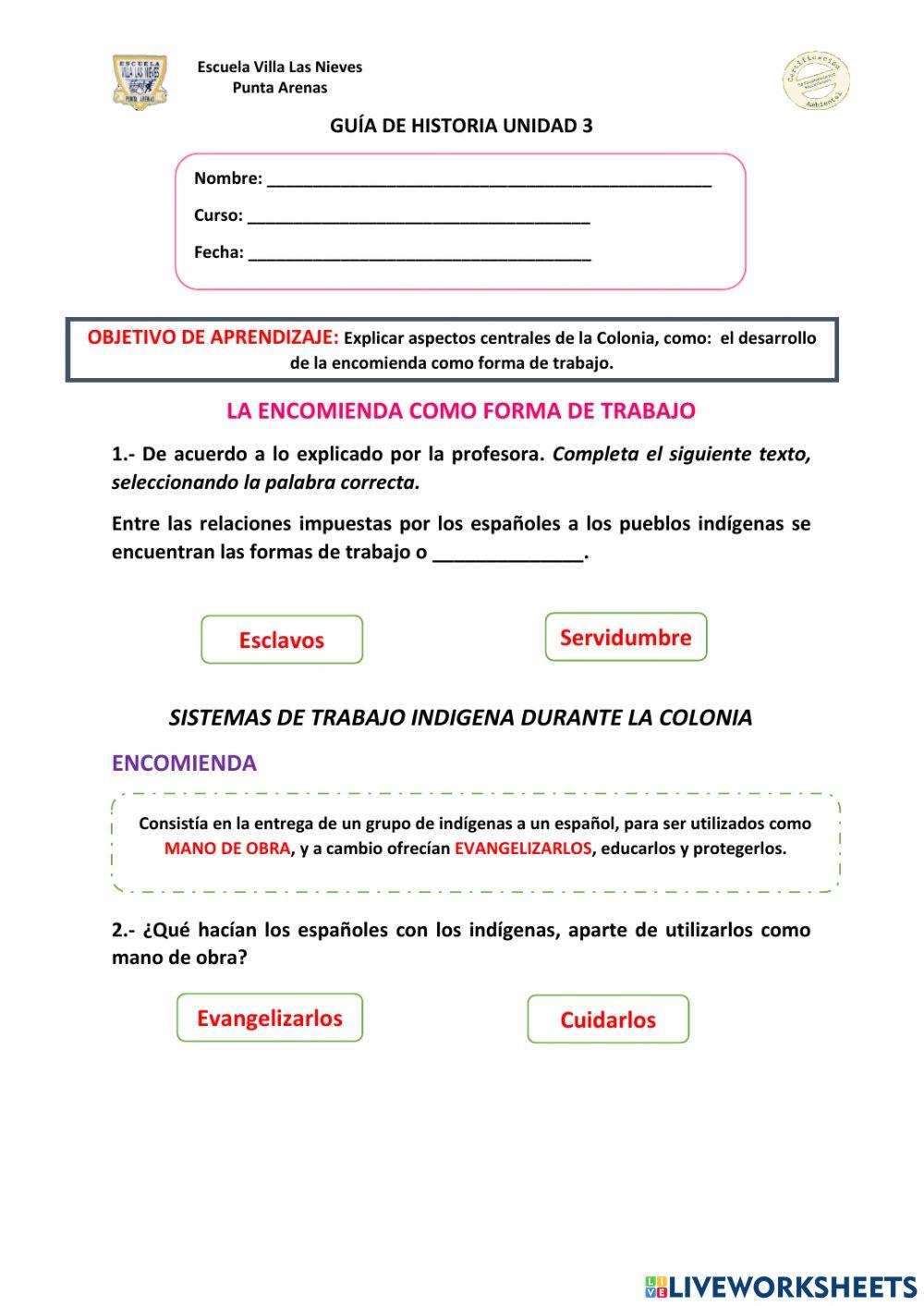 Historia: La encomienda. 