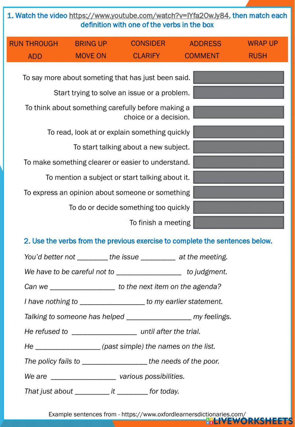 Phrases for meetings