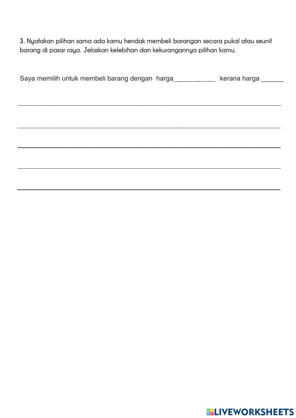 Tahun 5:Tema &: Unit 21: Tajuk:Kepentingan Harga Seunit Barang