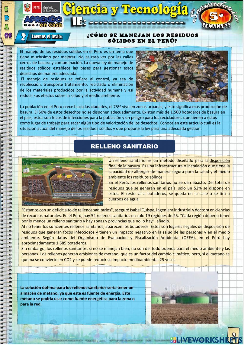 Propuesta de gestión para residuos solidos orgánicos e inorgánicos