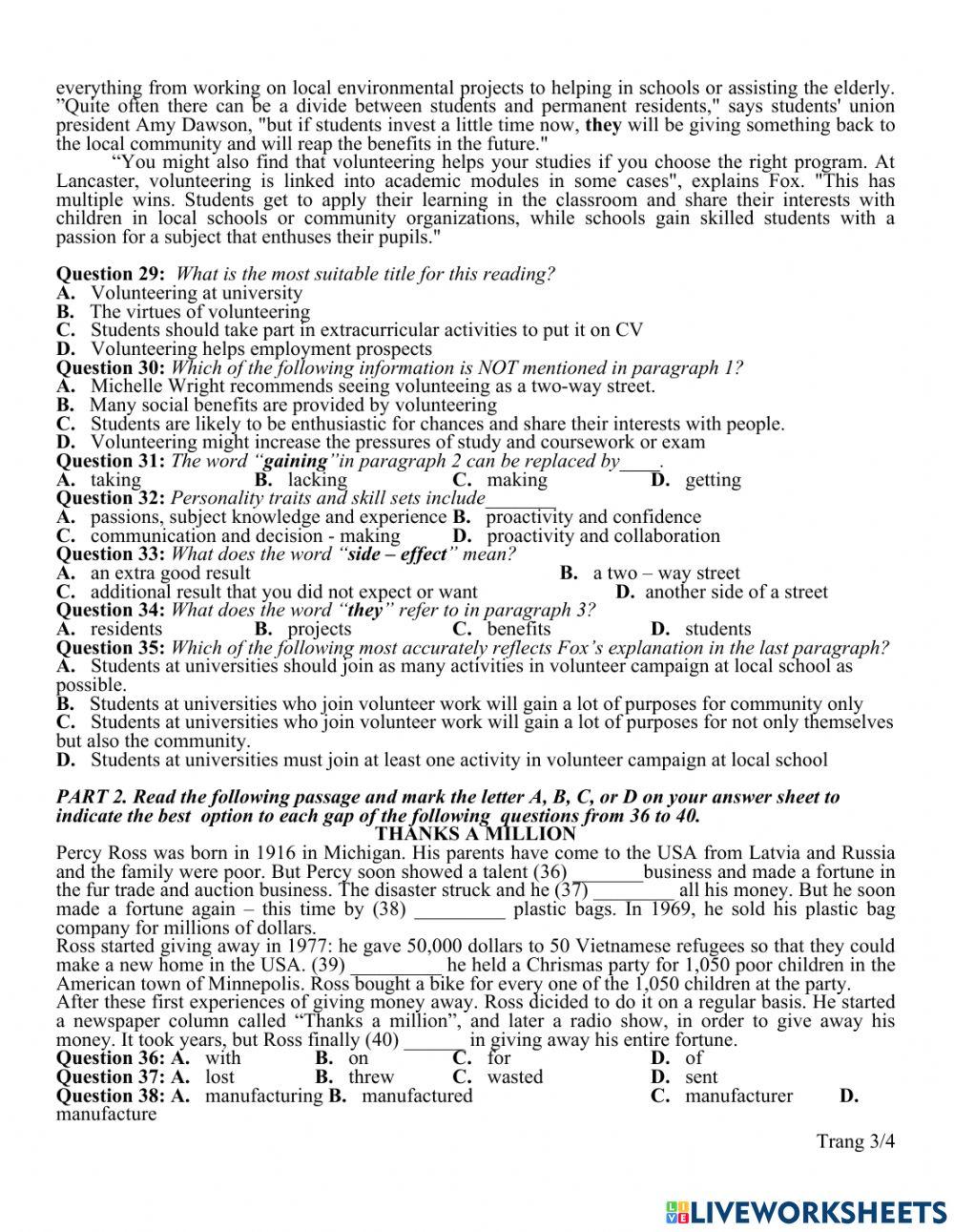 Sample test for 1st term EXAM – grade 11 (NO2)