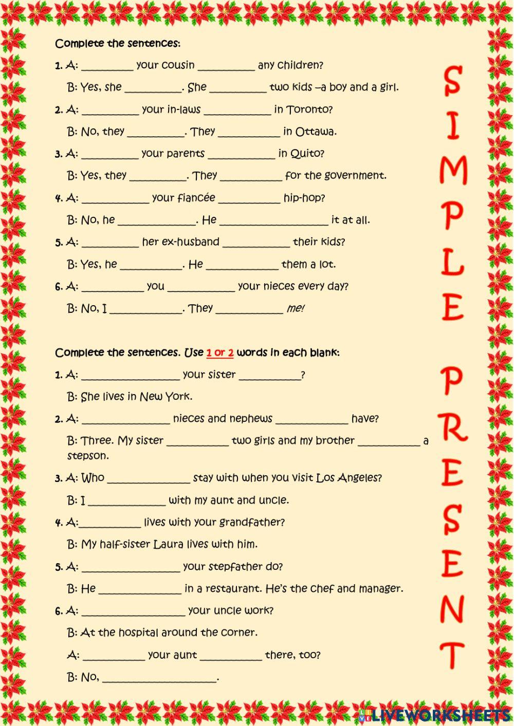 Simple present Simple present