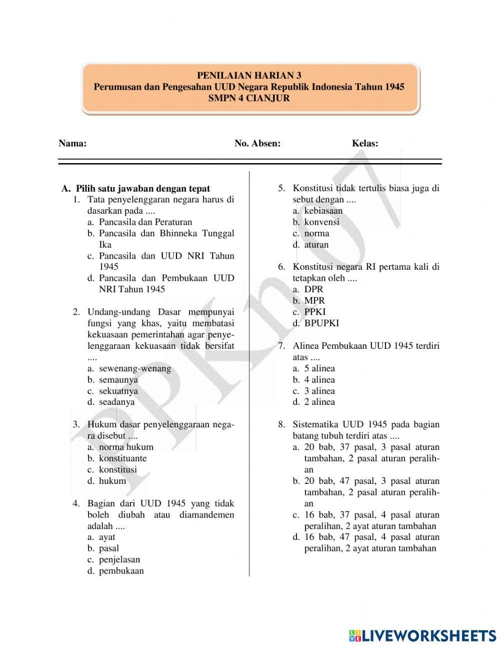 Perumusan dan Pengesahan UUD NRI 1945