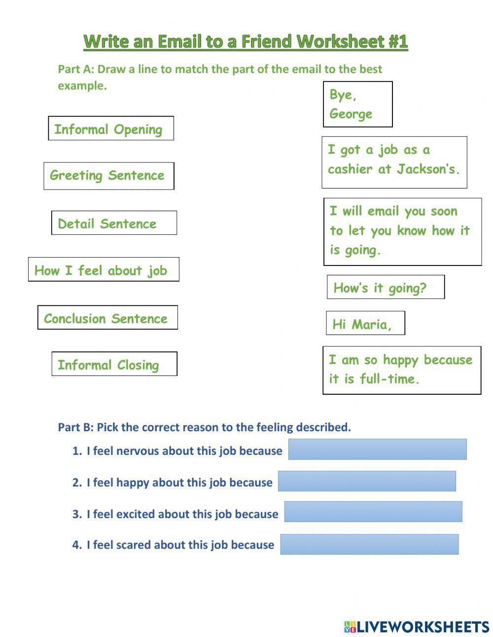 Email to a Friend about a new Job