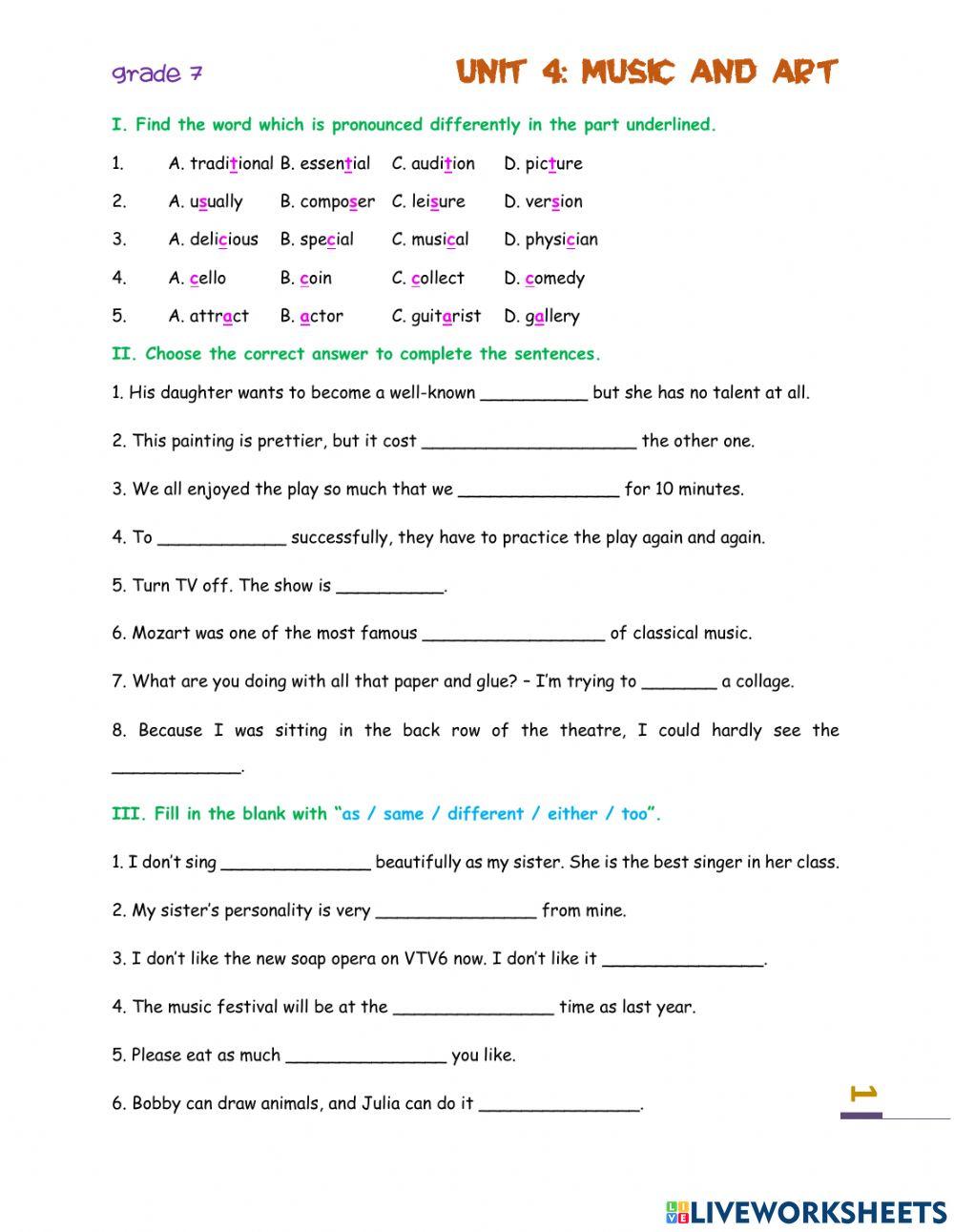 Unit 4: Music and art