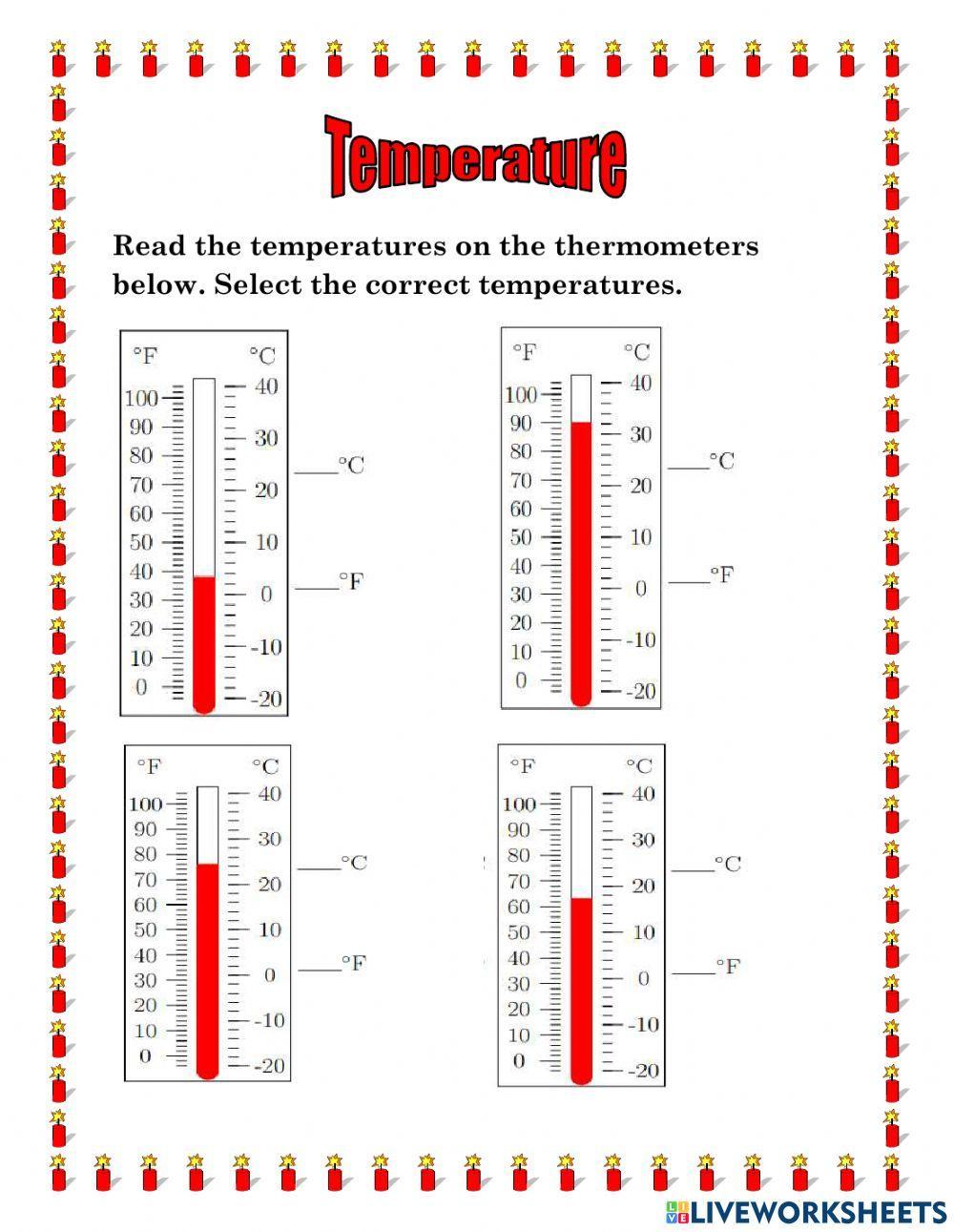 Reading A Thermometer Worksheet