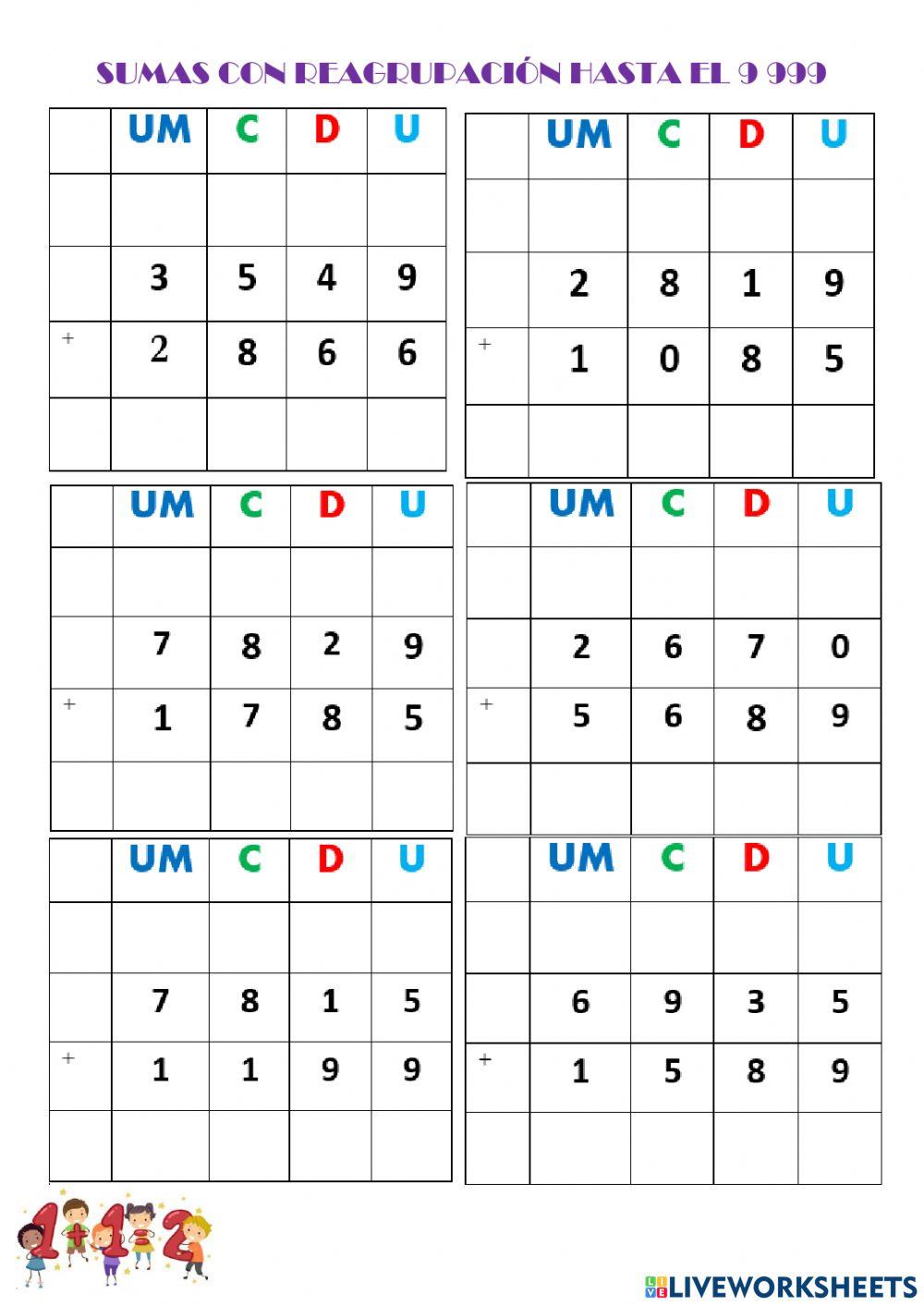 Sumas hasta el 9 999