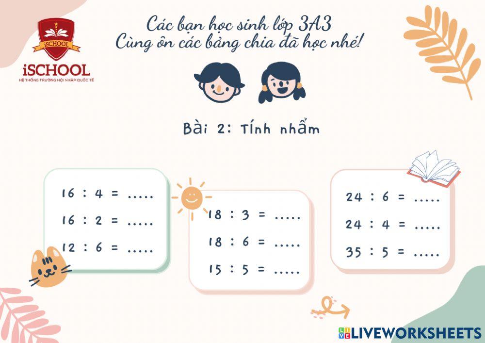 Bài tập phép chia