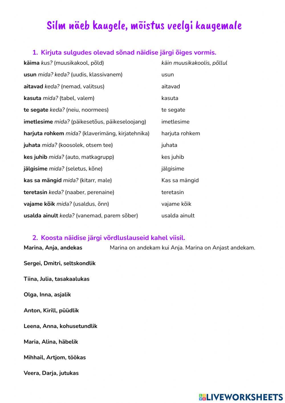 Silm näeb kaugele, mõistus veelgi kaugemale