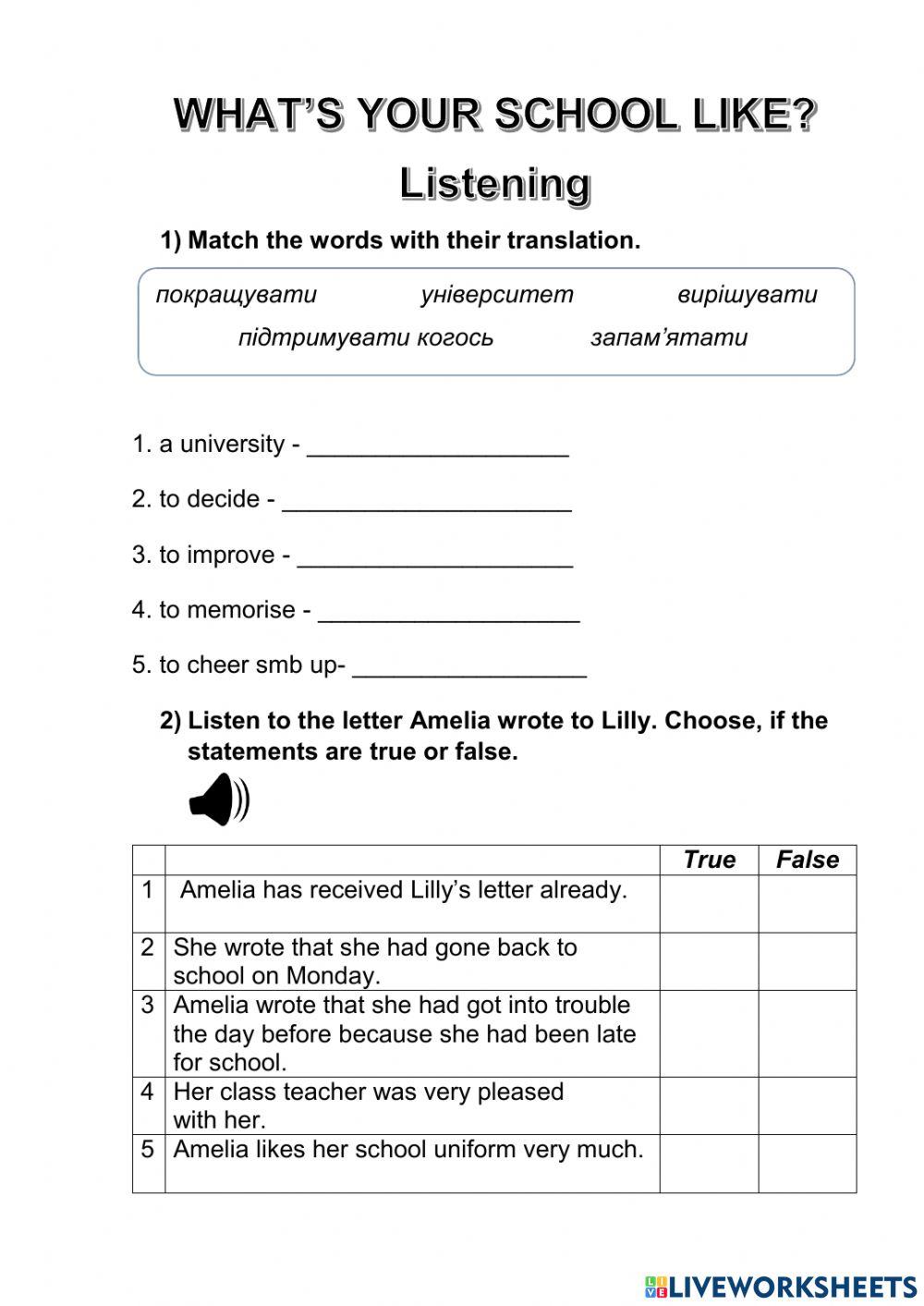 What's your school like? (listening)