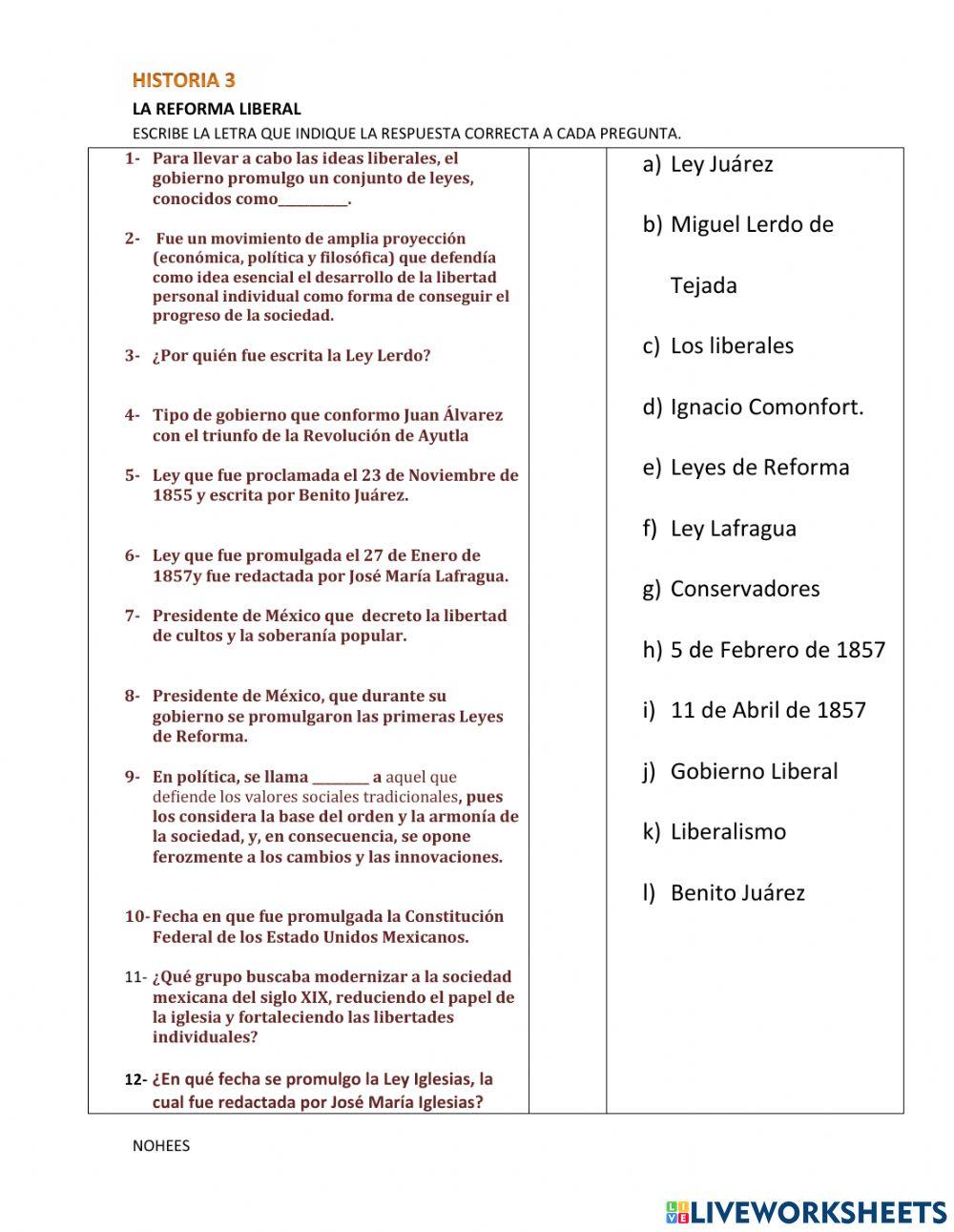 La reforma liberal -Sec7
