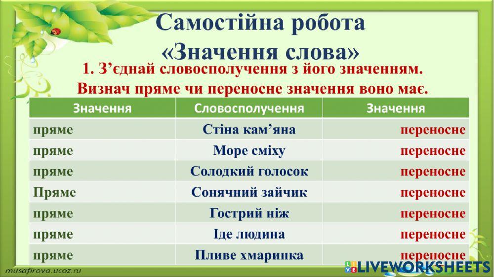 Значення слова