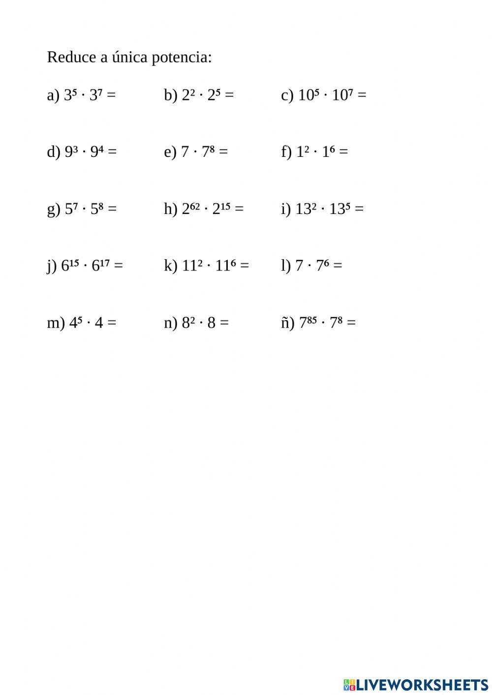 Propiedades potencias