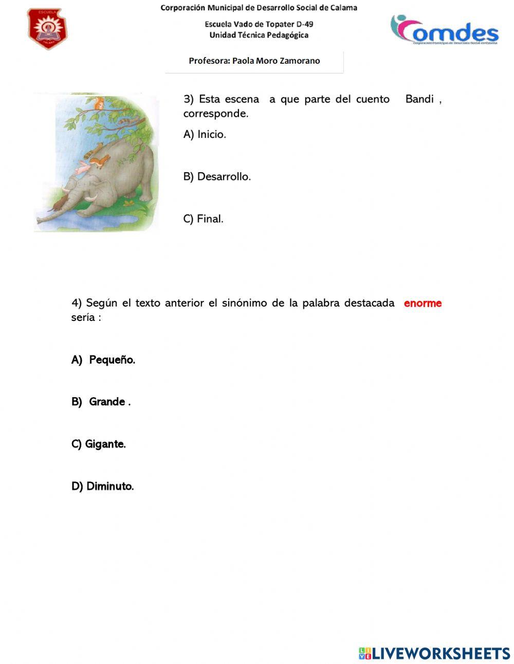 Bondi, comprensión lectora