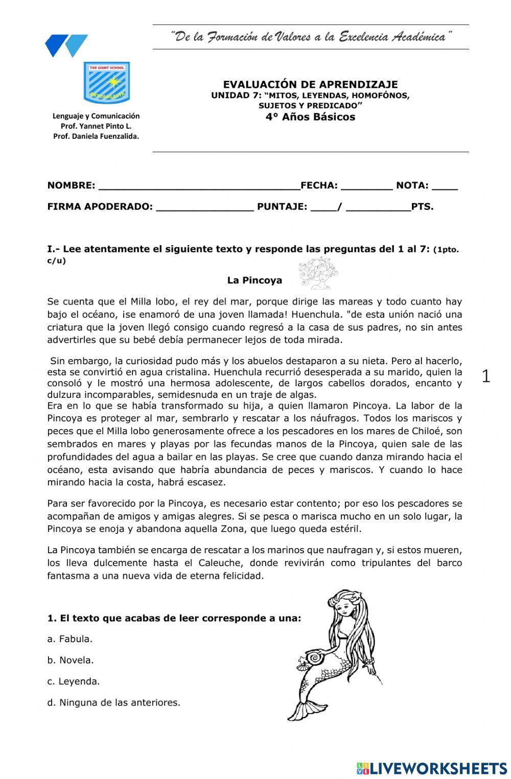 Evaluación unidad 7