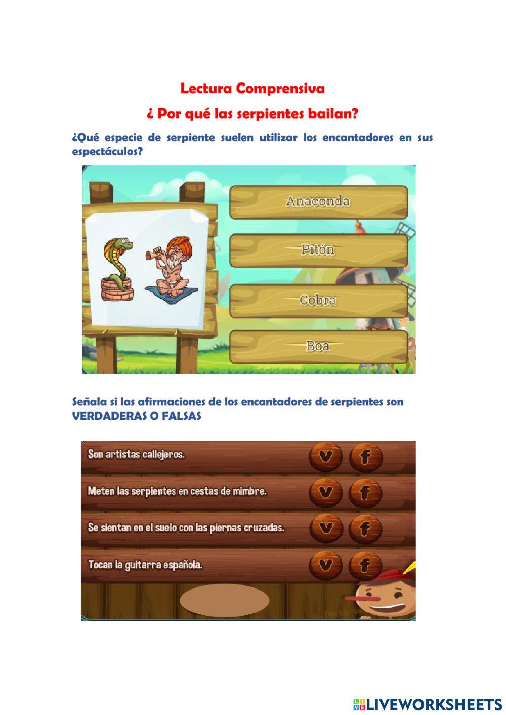 Lectura comprensiva (Porque las serpientes bailan)