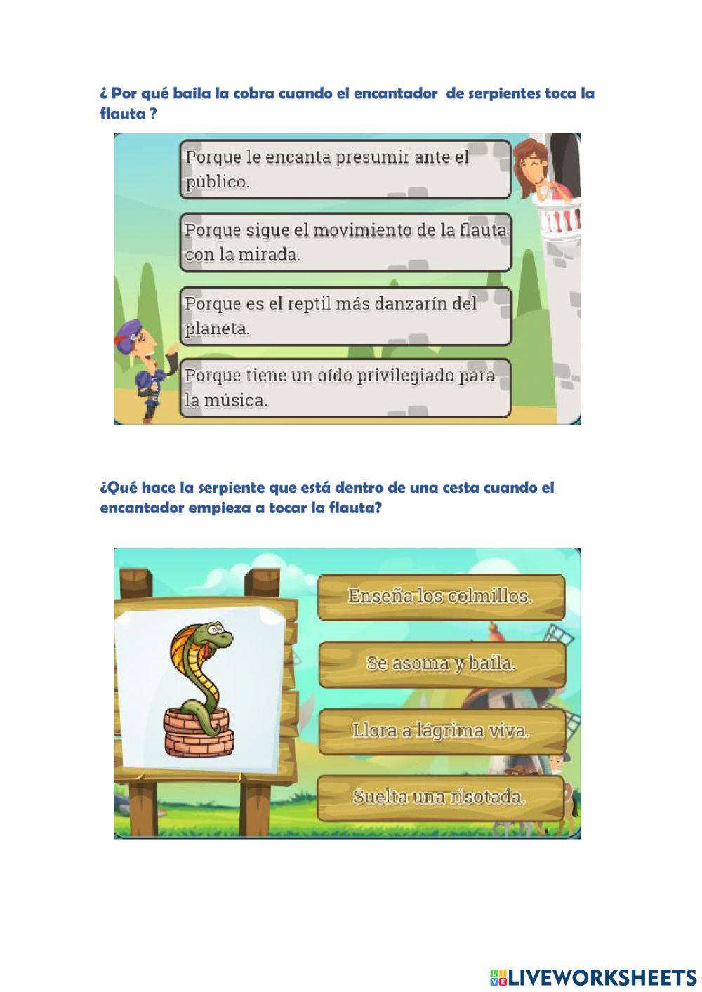 Lectura comprensiva (Porque las serpientes bailan)