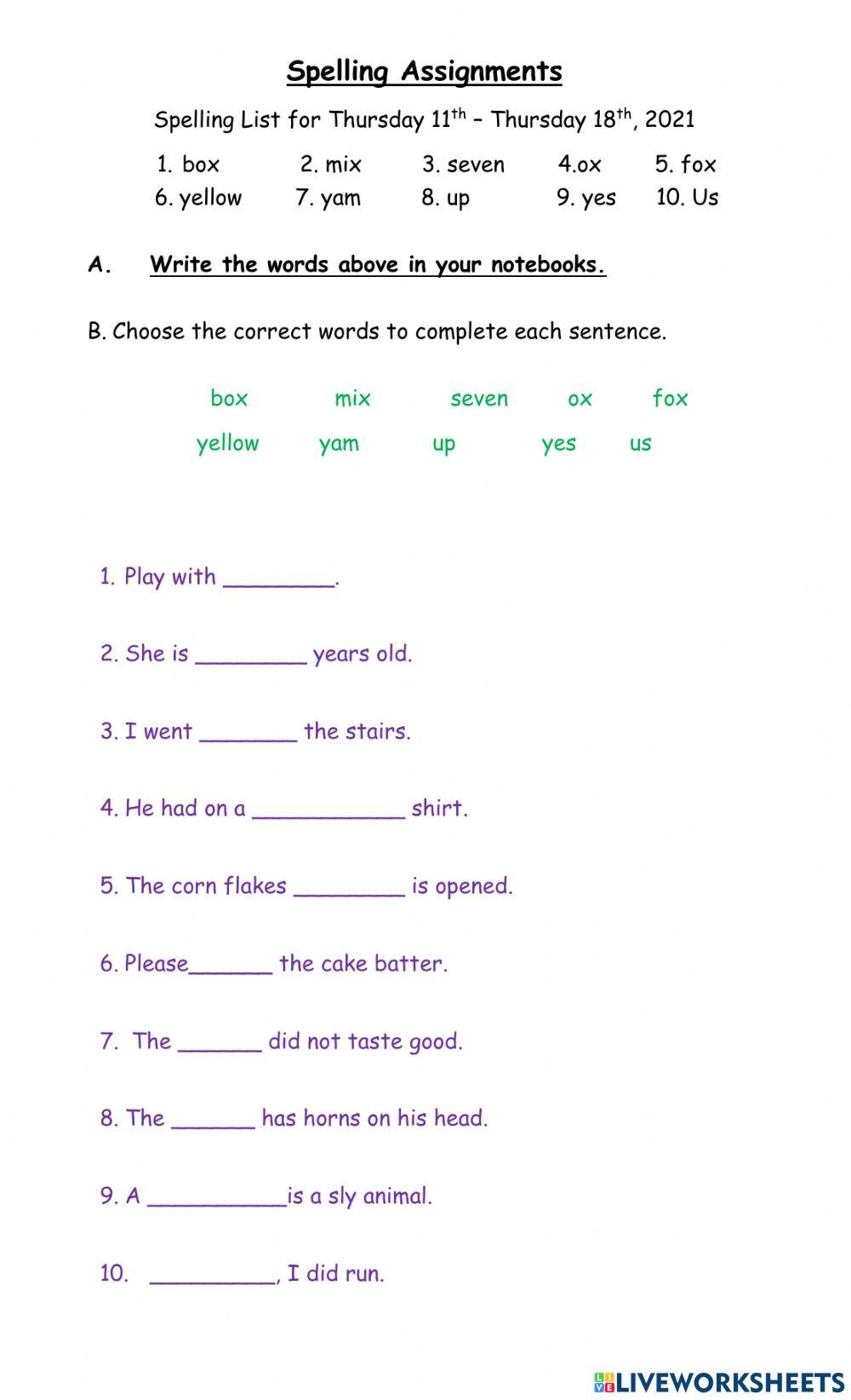 Letters X, Y and Short Vowel U