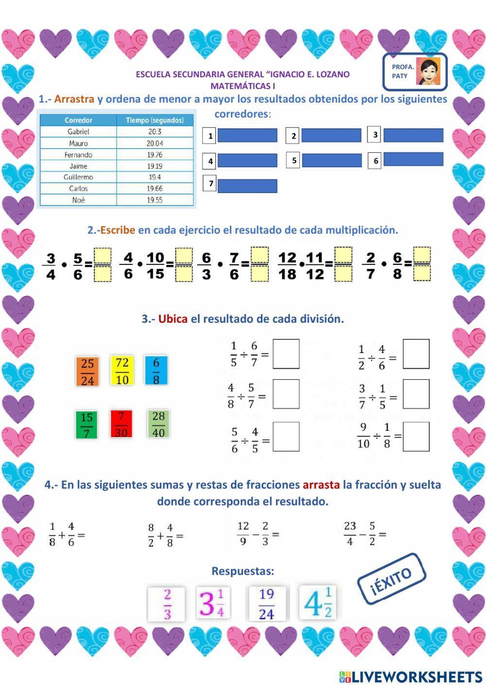 EXAMEN 1° MATEMÁTICAS