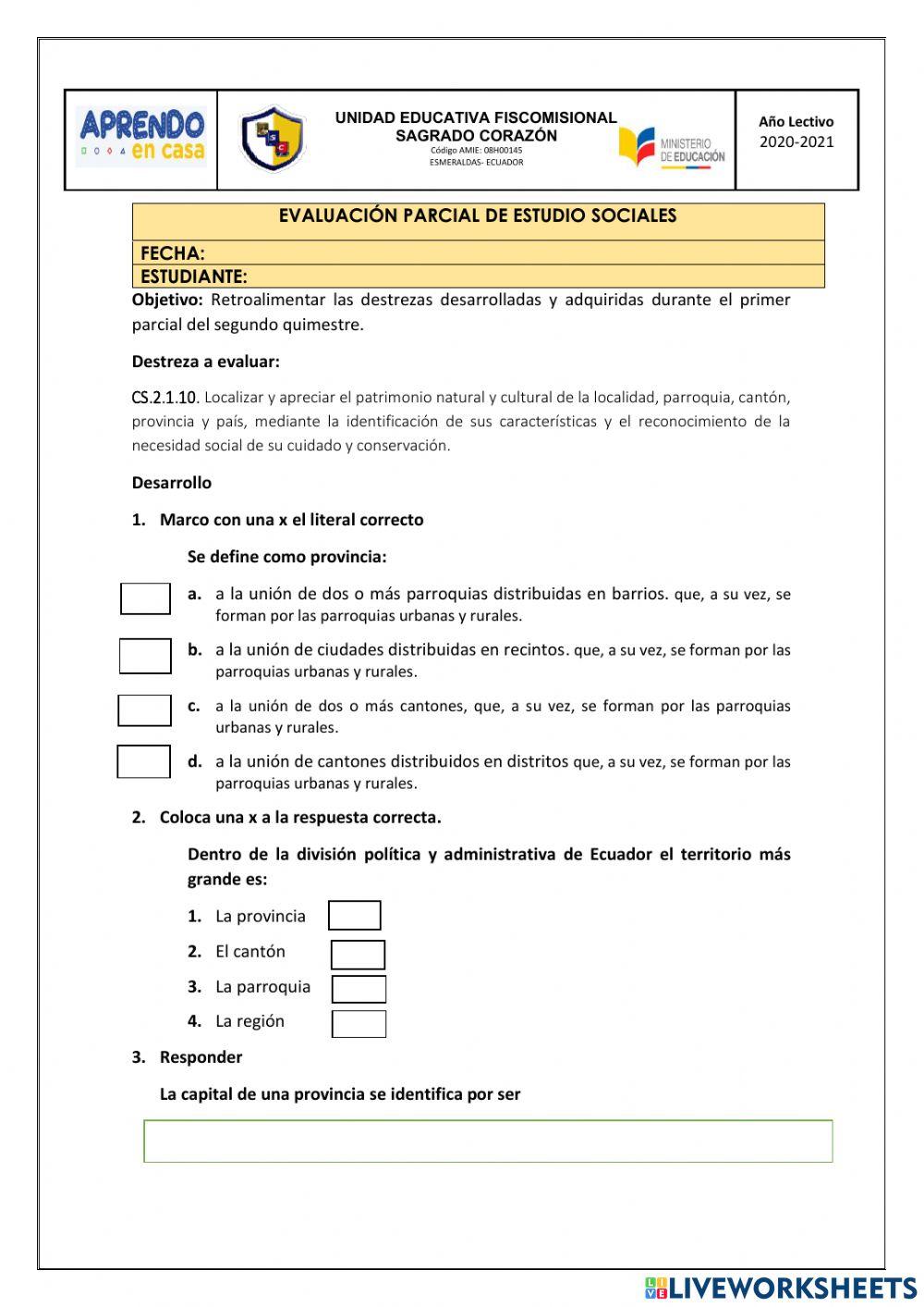 Examen Parcial Estudios Sociales