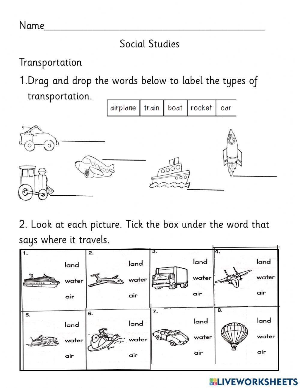 Social Studies - Transportation online exercise for | Live Worksheets
