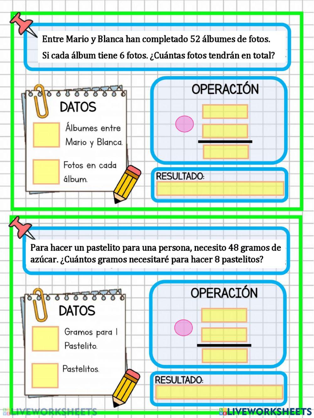 Operaciones de multiplicación