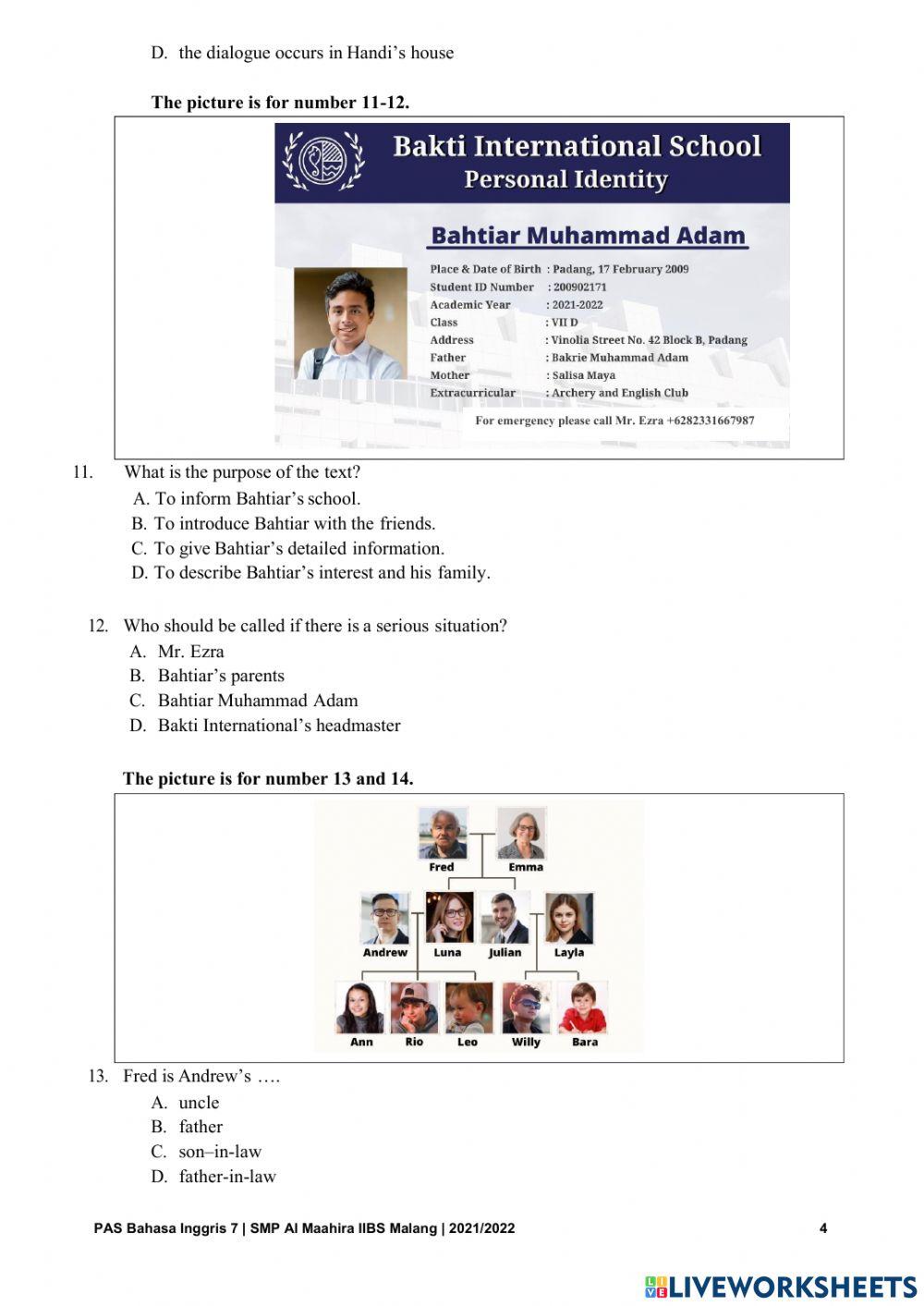 English tryout for 7th grade