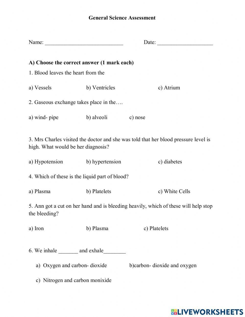 Science Assessment 1634358 Ms RBaptiste