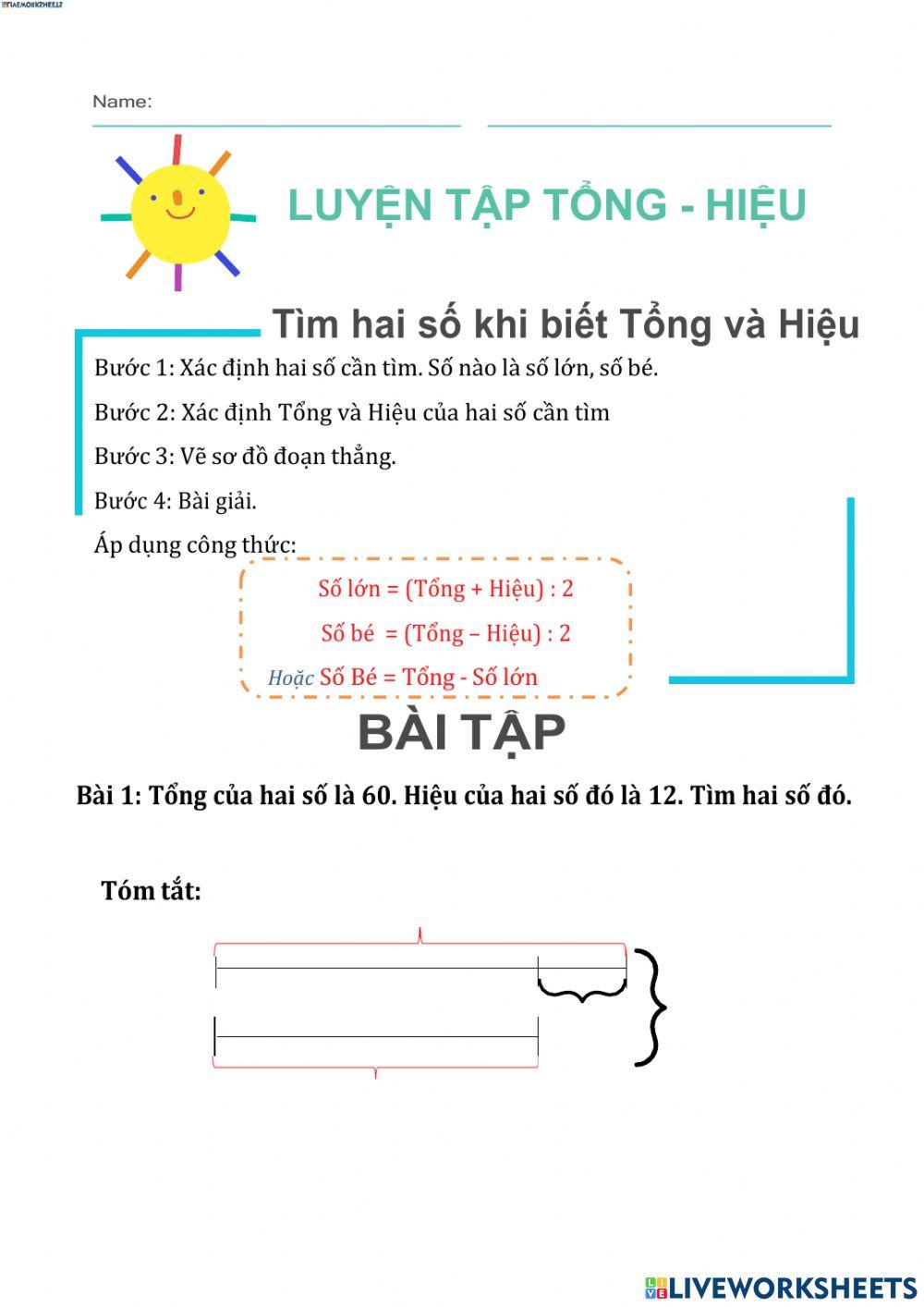 Toán tổng hiệu