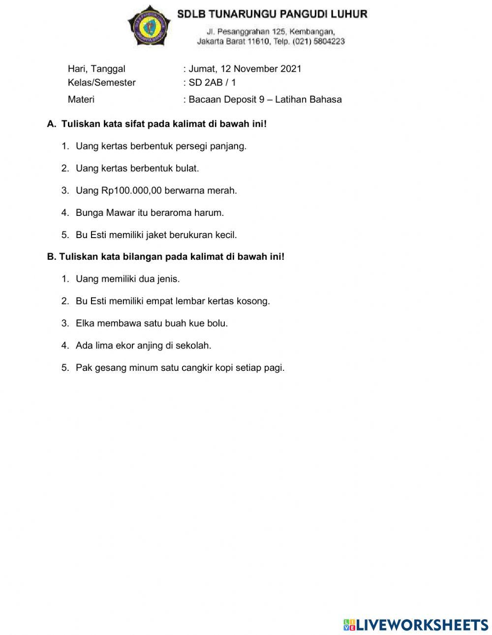 12112021 Latihan Bahasa 2 Bac Deposit 9 Worksheet Live Worksheets 12112021 Latihan Bahasa 2 Bac Deposit 9 Worksheet Live Worksheets