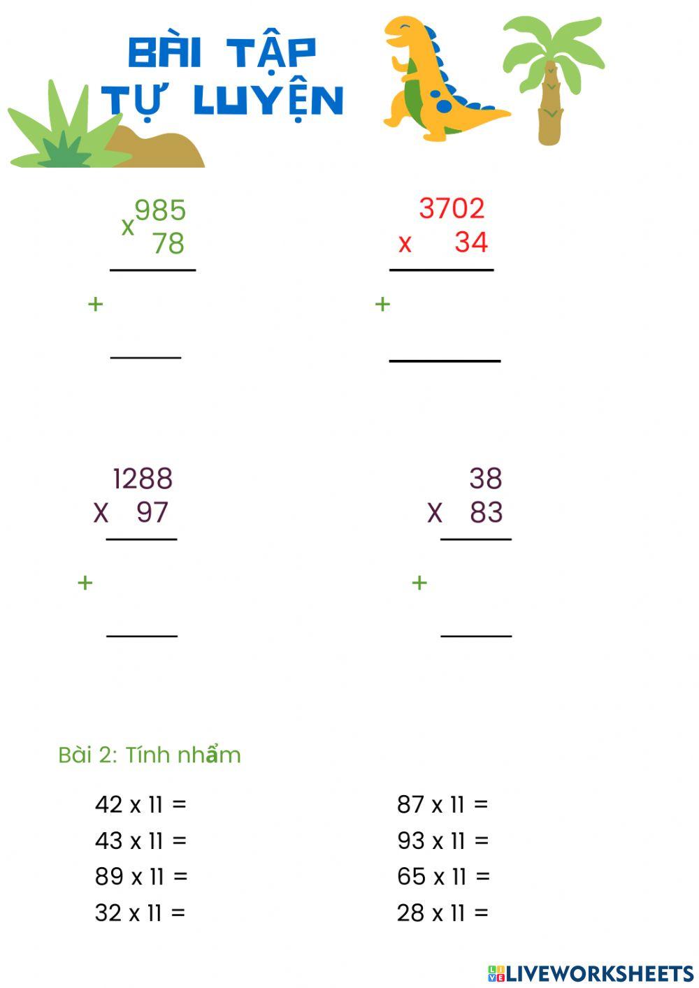 Nhân với số có hai chữ số