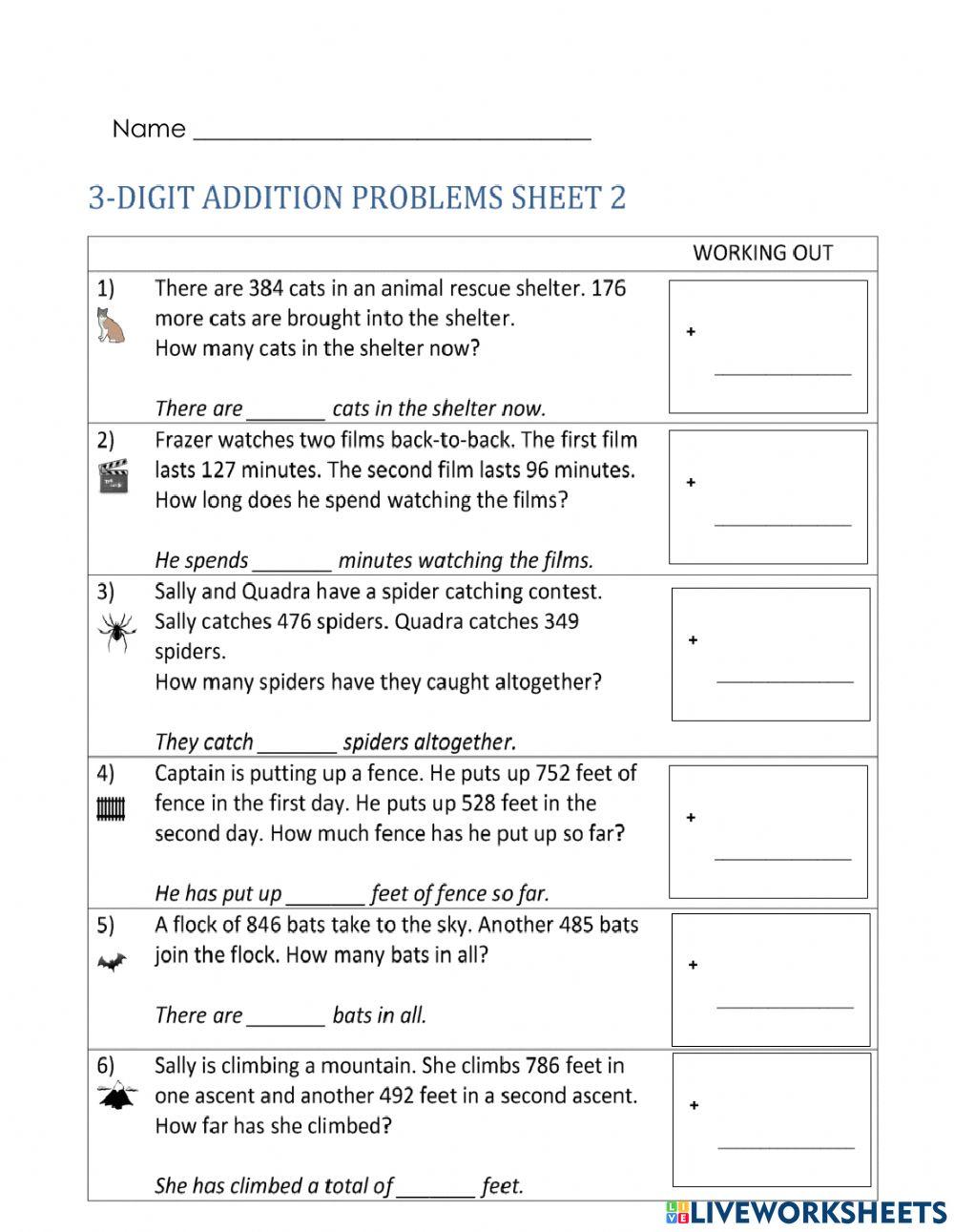 Addition , word problem addition