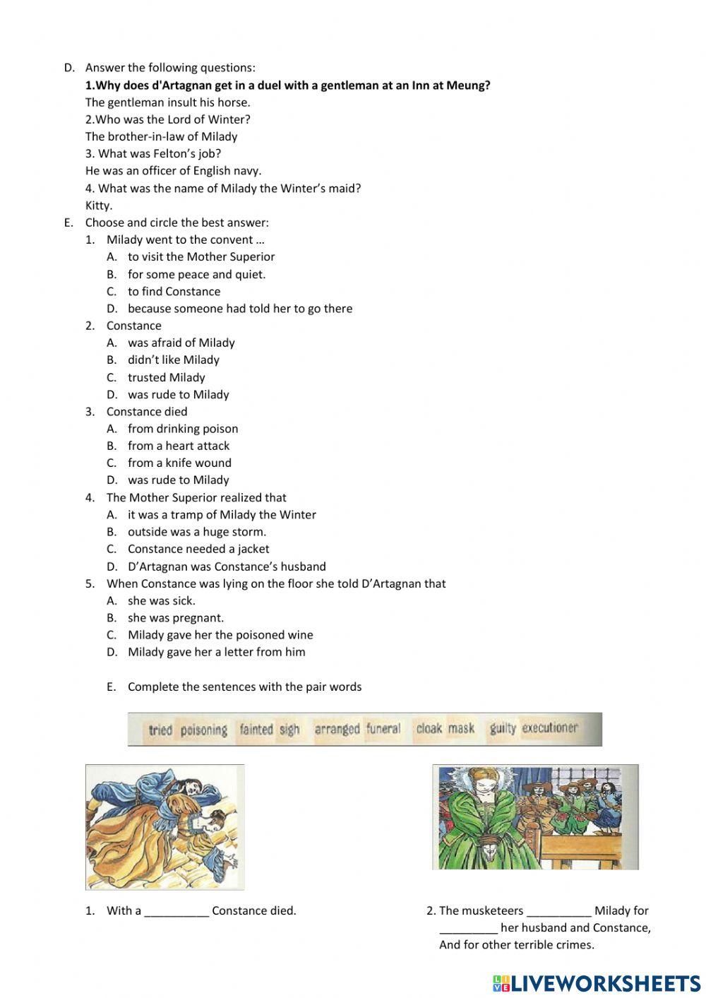 The three musketeers Quiz-3