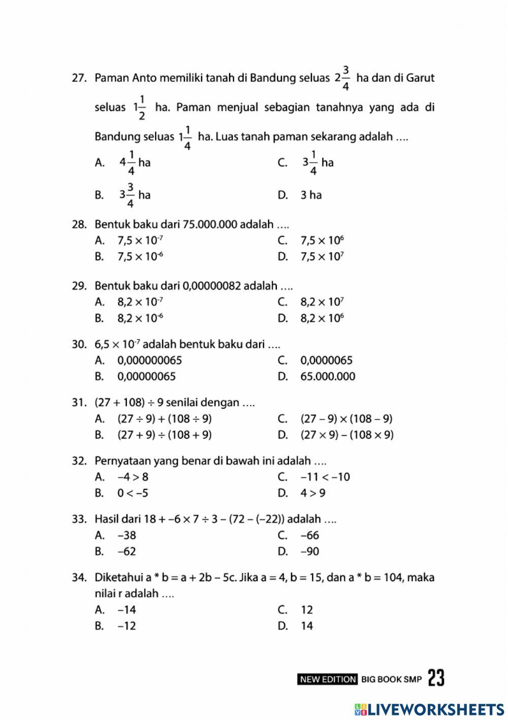Bab 1 Bilangan Bulat dan Pecahan