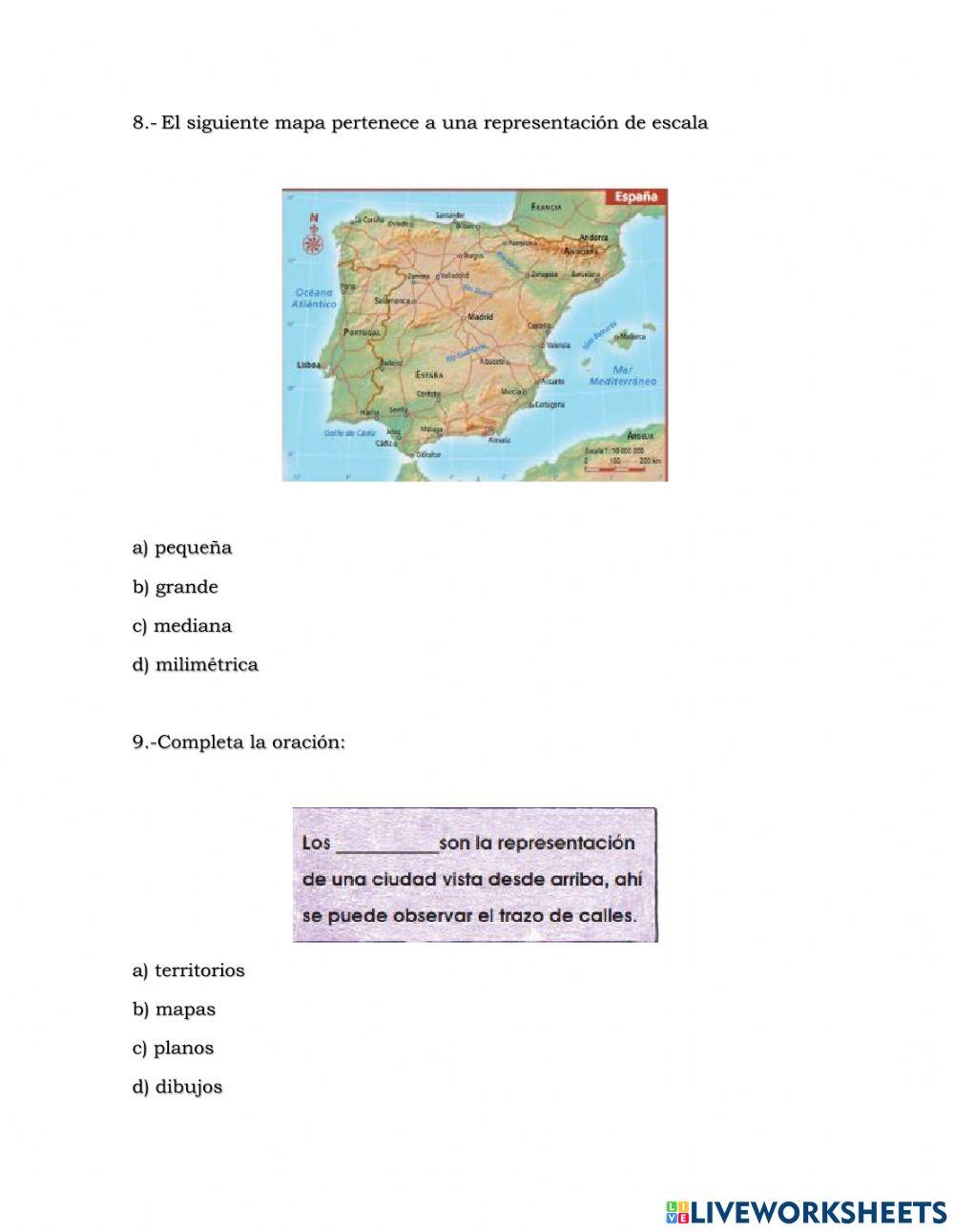 Examen geografía sexto